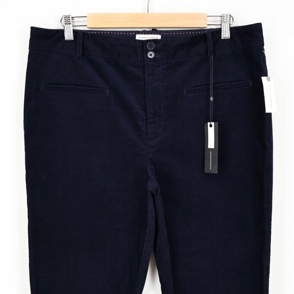 NWT Anthropologie Essentials Corduroy Ankle Pant High Rise Navy Marin Size 14 - Picture 3 of 8